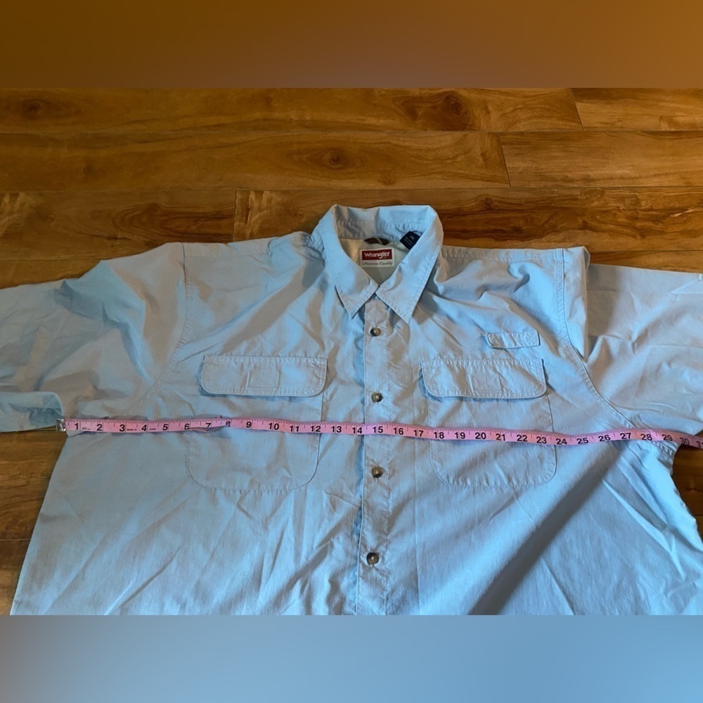 Wrangler Plus Size Mens Light Blue Button Down Shirt Size 3XL - Picture 7 of 11
